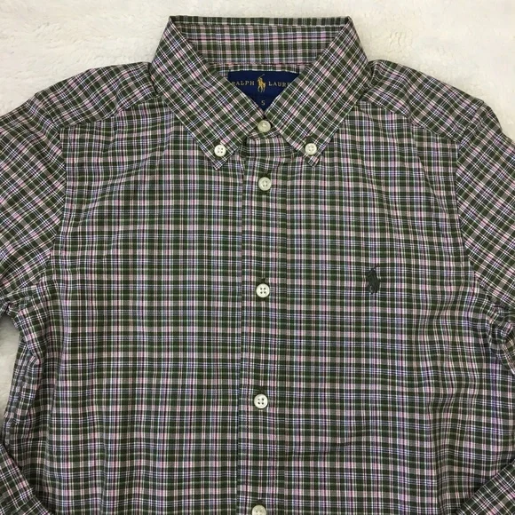 Ralph Lauren Boy Check Button Down Shirt Size 5 - Picture 2 of 8